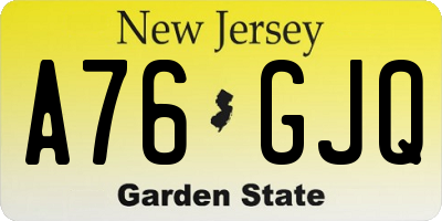 NJ license plate A76GJQ
