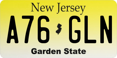 NJ license plate A76GLN