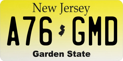 NJ license plate A76GMD