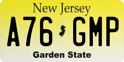 NJ license plate A76GMP