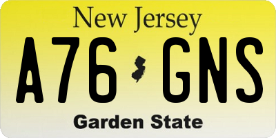 NJ license plate A76GNS
