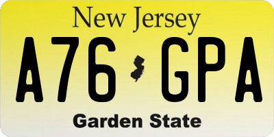 NJ license plate A76GPA