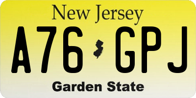 NJ license plate A76GPJ