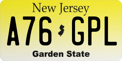 NJ license plate A76GPL