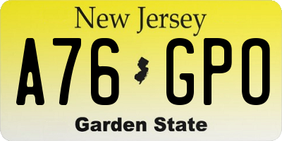 NJ license plate A76GPO
