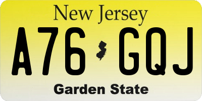 NJ license plate A76GQJ