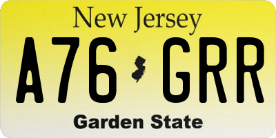 NJ license plate A76GRR
