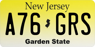 NJ license plate A76GRS