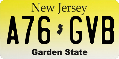 NJ license plate A76GVB