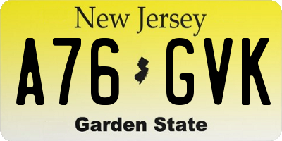 NJ license plate A76GVK
