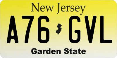 NJ license plate A76GVL