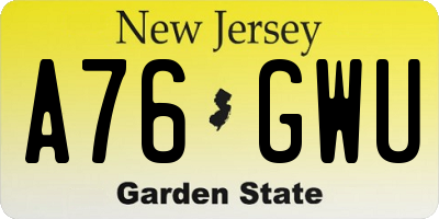 NJ license plate A76GWU