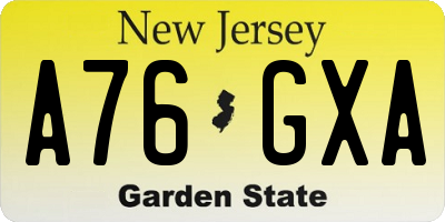 NJ license plate A76GXA