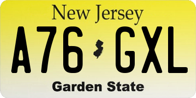 NJ license plate A76GXL