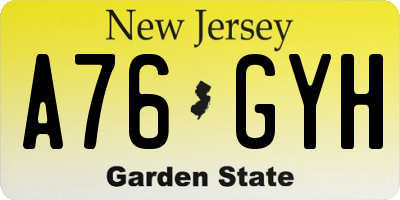 NJ license plate A76GYH