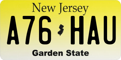 NJ license plate A76HAU
