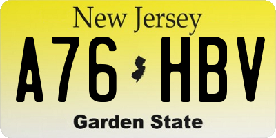 NJ license plate A76HBV