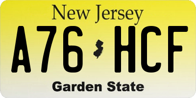 NJ license plate A76HCF