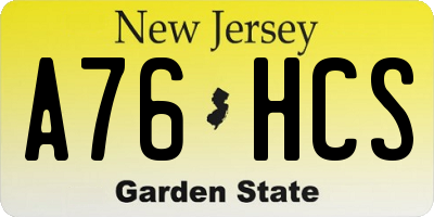 NJ license plate A76HCS