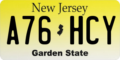 NJ license plate A76HCY