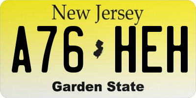 NJ license plate A76HEH