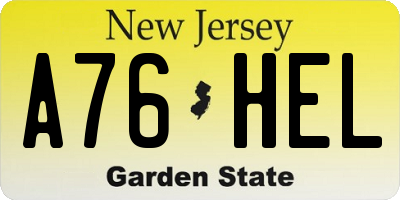 NJ license plate A76HEL