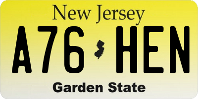 NJ license plate A76HEN