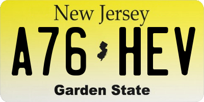 NJ license plate A76HEV