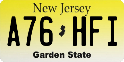 NJ license plate A76HFI