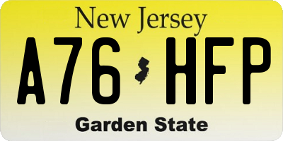 NJ license plate A76HFP