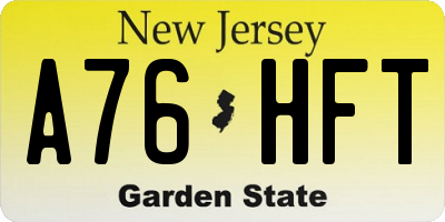 NJ license plate A76HFT