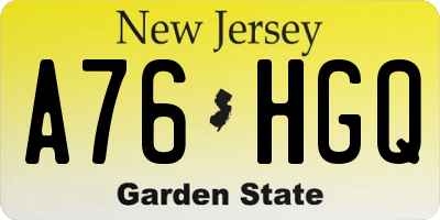 NJ license plate A76HGQ