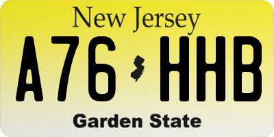 NJ license plate A76HHB