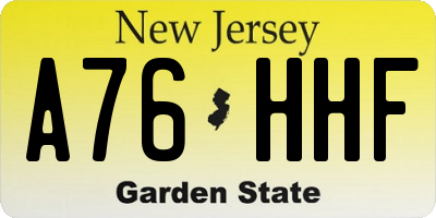 NJ license plate A76HHF