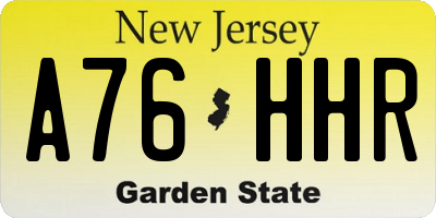 NJ license plate A76HHR