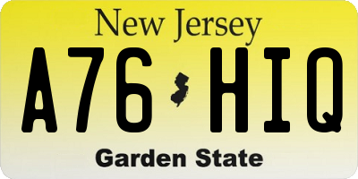 NJ license plate A76HIQ