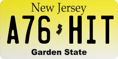 NJ license plate A76HIT