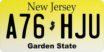 NJ license plate A76HJU