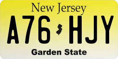 NJ license plate A76HJY