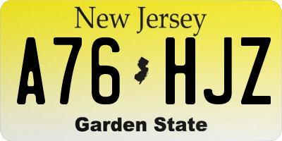 NJ license plate A76HJZ