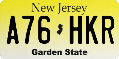 NJ license plate A76HKR