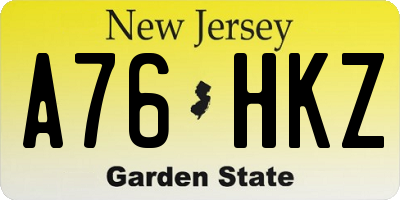 NJ license plate A76HKZ