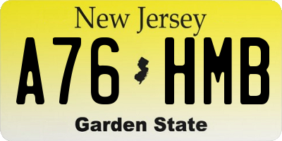 NJ license plate A76HMB