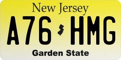 NJ license plate A76HMG