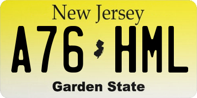 NJ license plate A76HML