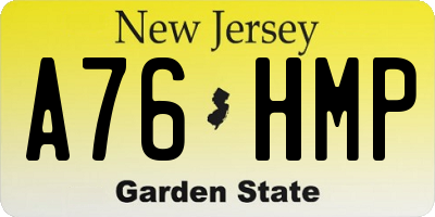NJ license plate A76HMP