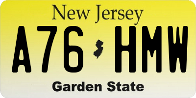 NJ license plate A76HMW