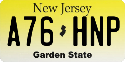 NJ license plate A76HNP