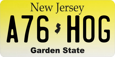 NJ license plate A76HOG
