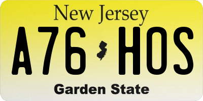 NJ license plate A76HOS
